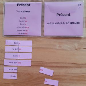 Conjugaison Montessori ; matériel autocorrectif