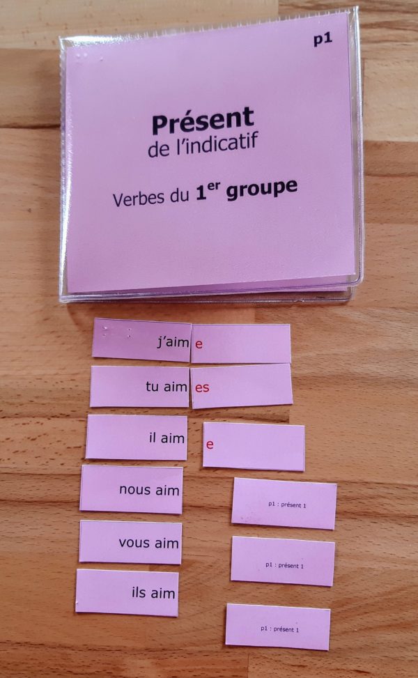 Conjugaison Montessori ; matériel autocorrectif