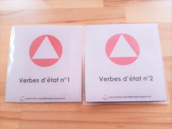 Verbes d'état ; étiquettes de manipulation Montessori