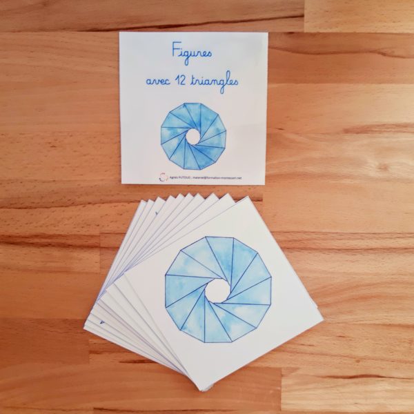 Modèles de figures à réaliser avec les 12 triangles bleus Montessori