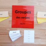 étiquettes groupes des verbes ; conjugaison Montessori