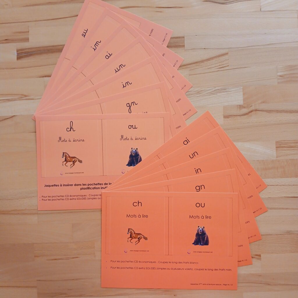 Jaquettes 2ème série d'écriture-lecture ; écriture-lecture des digrammes Montessori